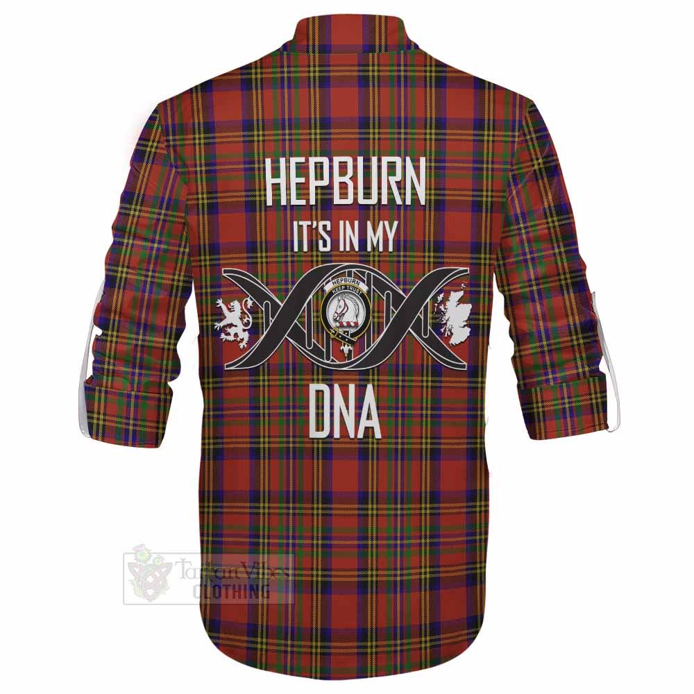 Tartan Vibes Clothing Hepburn Tartan Ghillie Kilt Shirt with Family Crest DNA In Me Style