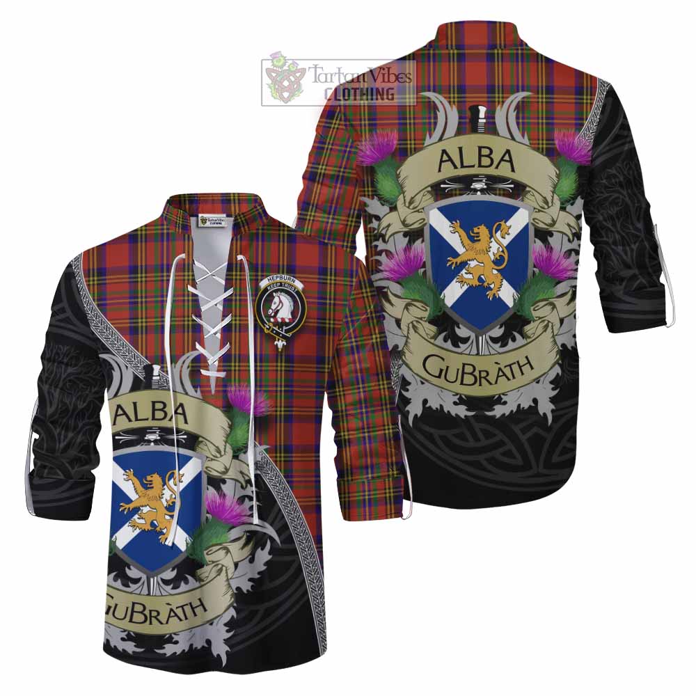 Tartan Vibes Clothing Hepburn Tartan Family Crest Ghillie Kilt Shirt Lion Rampant Royal Thistle Shield Celtic Inspired