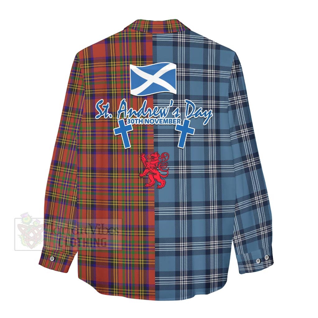 Tartan Vibes Clothing Hepburn Tartan Women's Casual Shirt Happy St. Andrew's Day Half Tartan Style