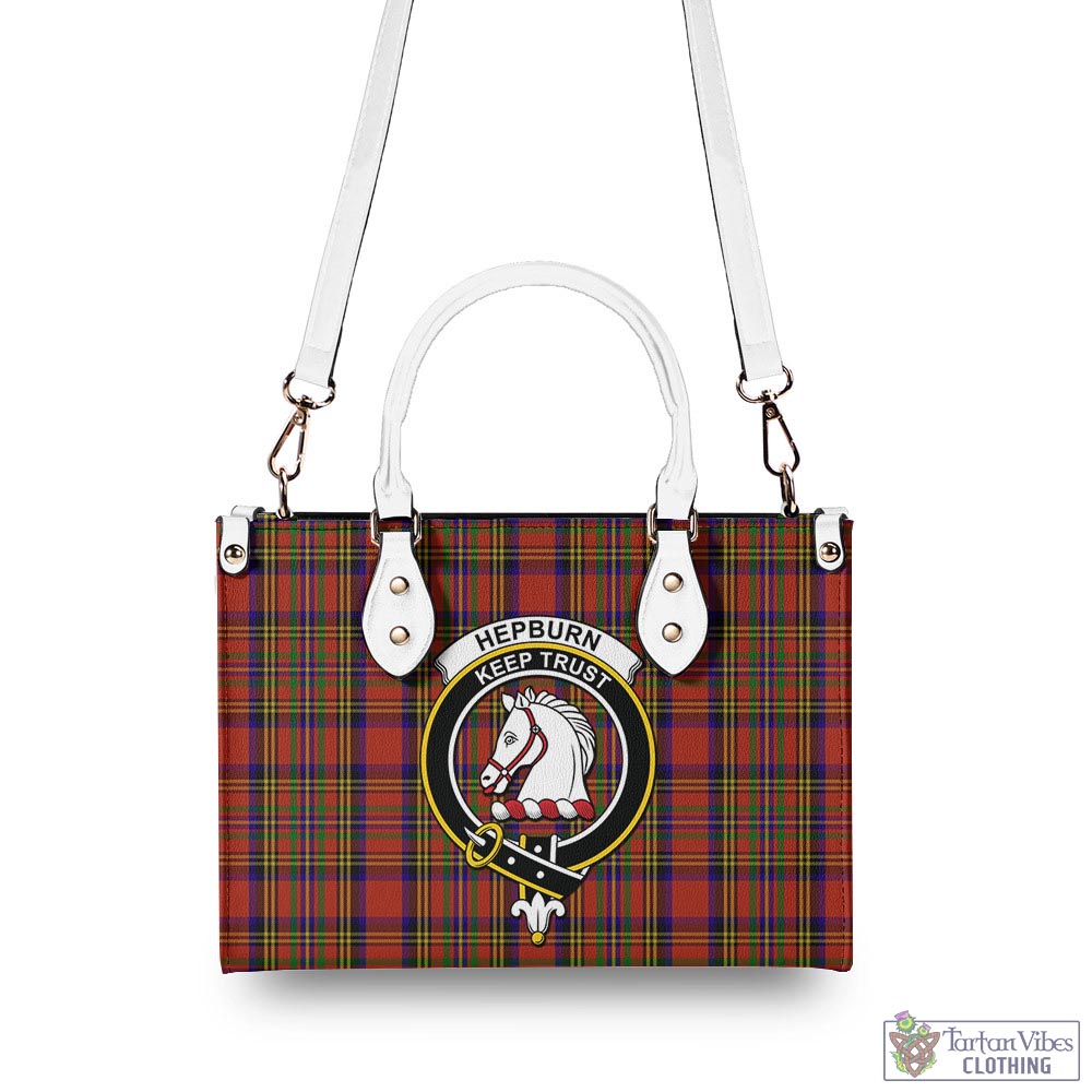 Tartan Vibes Clothing Hepburn Tartan Luxury Leather Handbags with Family Crest