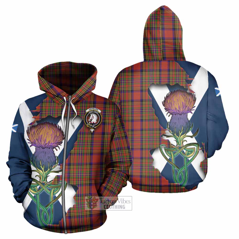 Tartan Vibes Clothing Hepburn Tartan Family Crest Hoodie Scottish Thistle Celtic Inspired