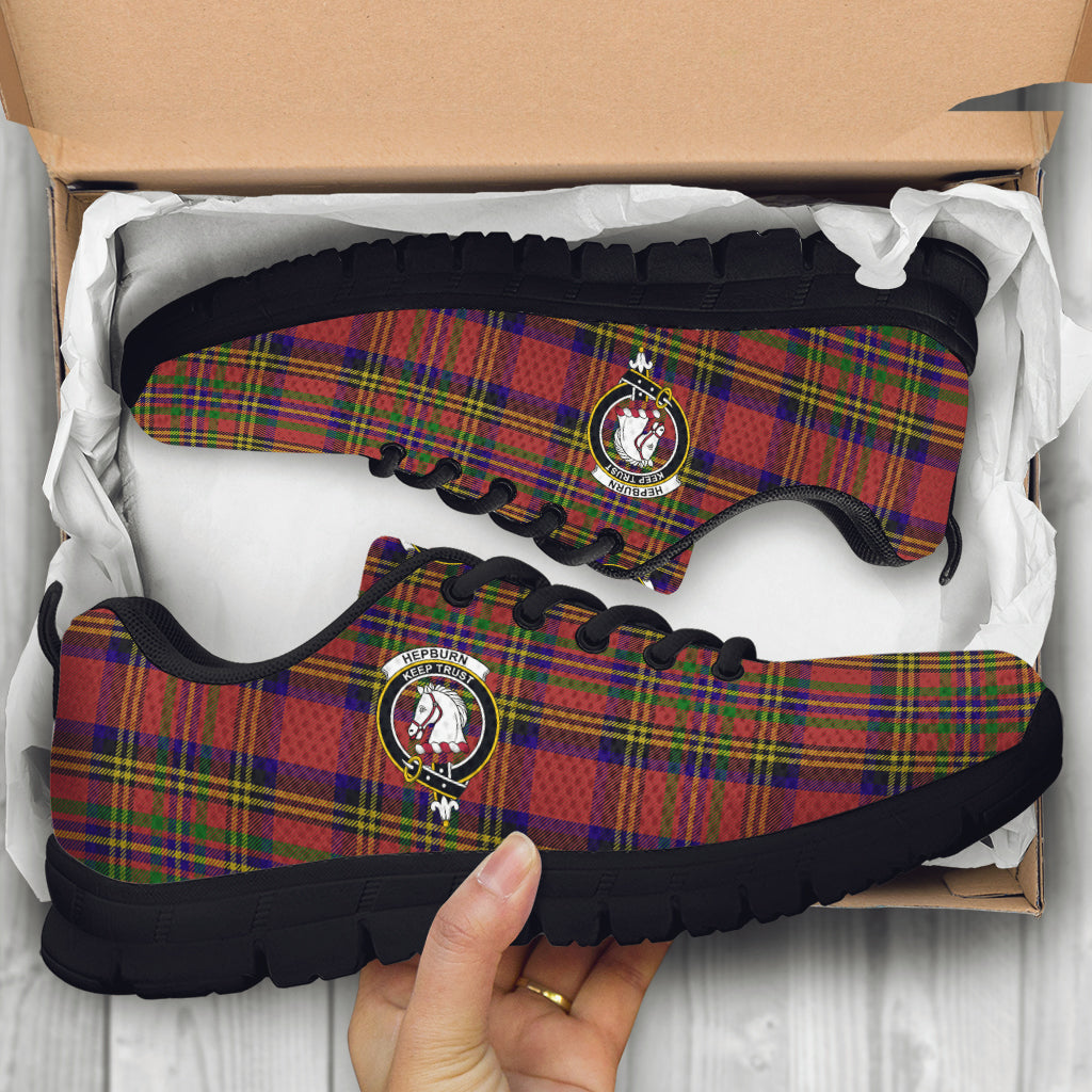 Hepburn Tartan Sneakers with Family Crest - Tartan Vibes Clothing
