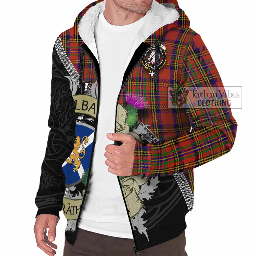 Tartan Vibes Clothing Hepburn Tartan Family Crest Sherpa Hoodie Lion Rampant Royal Thistle Shield Celtic Inspired