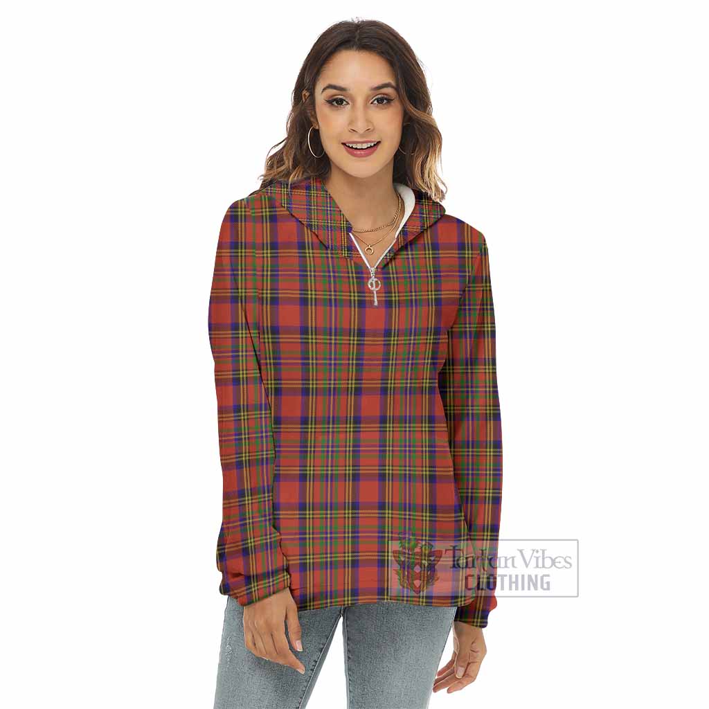 Tartan Vibes Clothing Hepburn Tartan Women's Borg  Half Zip Fleece Hoodie
