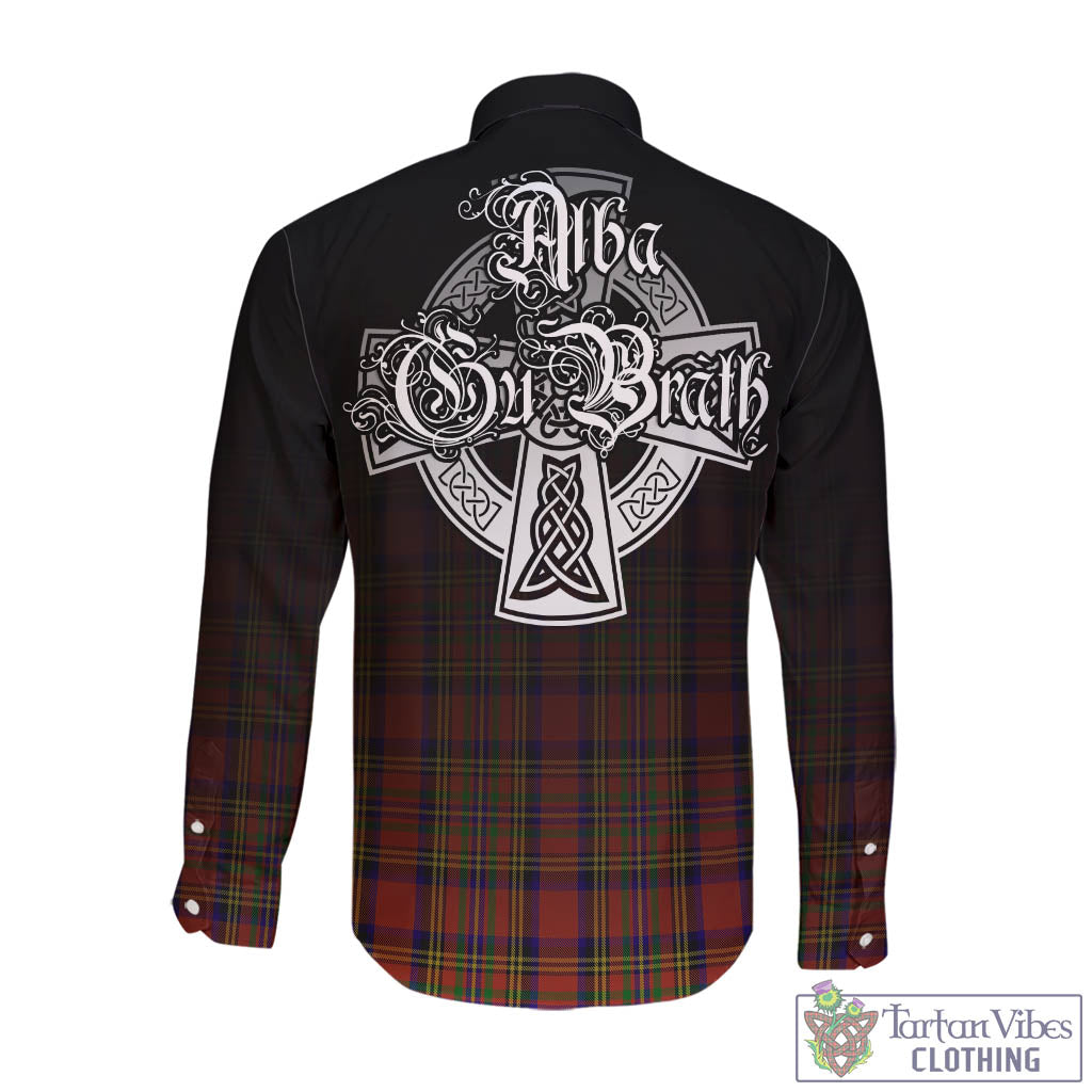 Tartan Vibes Clothing Hepburn Tartan Long Sleeve Button Up Featuring Alba Gu Brath Family Crest Celtic Inspired