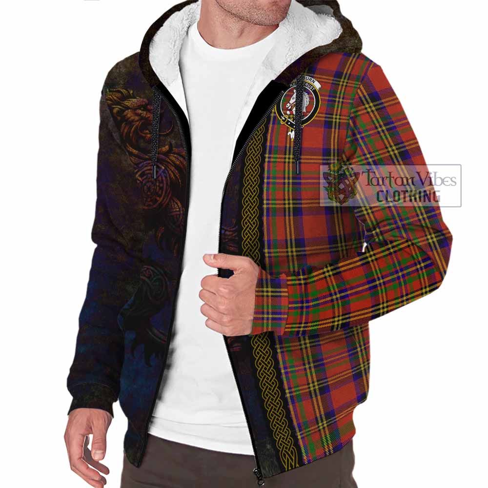 Tartan Vibes Clothing Hepburn Tartan Family Crest Sherpa Hoodie Alba Gu Brath Be Brave Lion Ancient Style
