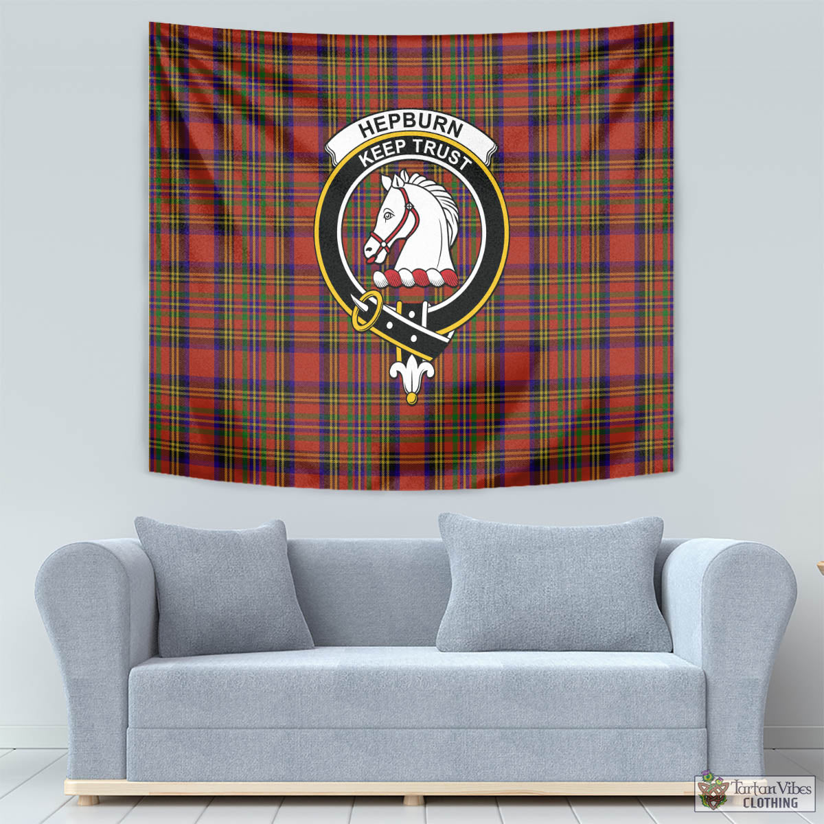 Hepburn Tartan Tapestry Wall Hanging and Home Decor for Room with Family Crest - Tartan Vibes Clothing