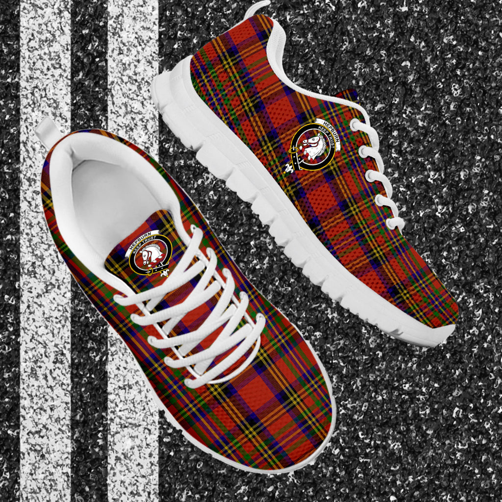 Hepburn Tartan Sneakers with Family Crest - Tartan Vibes Clothing