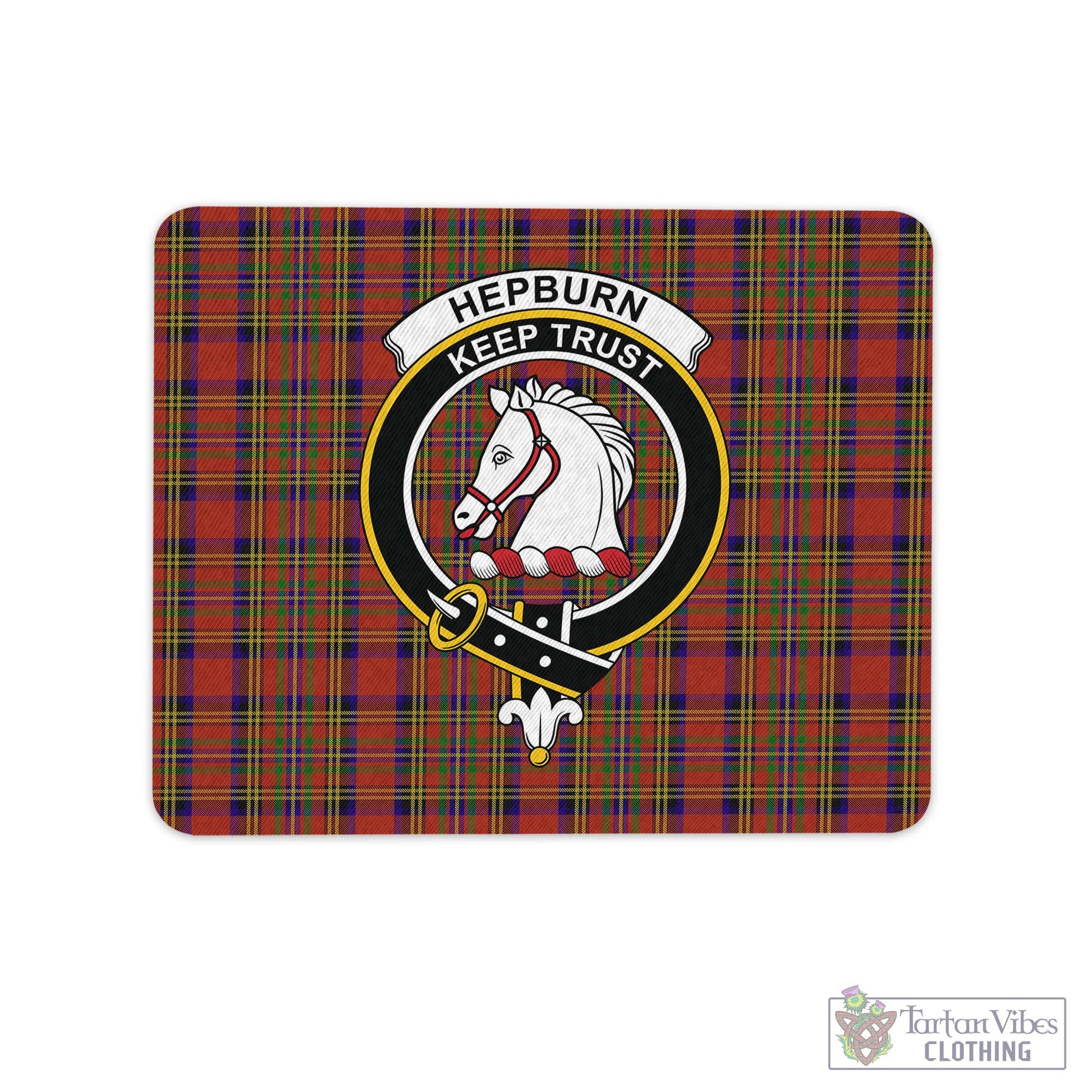 Tartan Vibes Clothing Hepburn Tartan Mouse Pad with Family Crest
