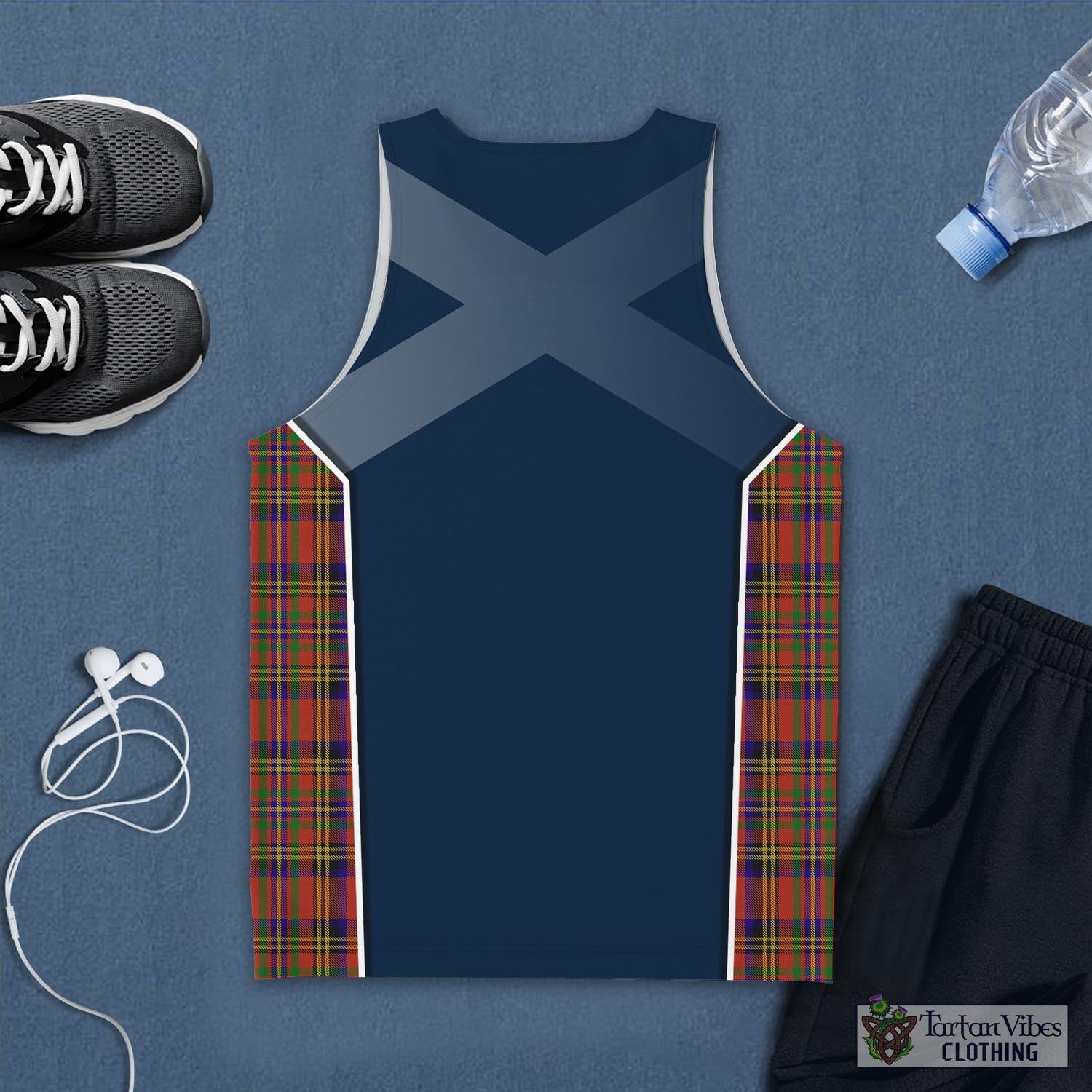 Tartan Vibes Clothing Hepburn Tartan Men's Tanks Top with Family Crest and Scottish Thistle Vibes Sport Style