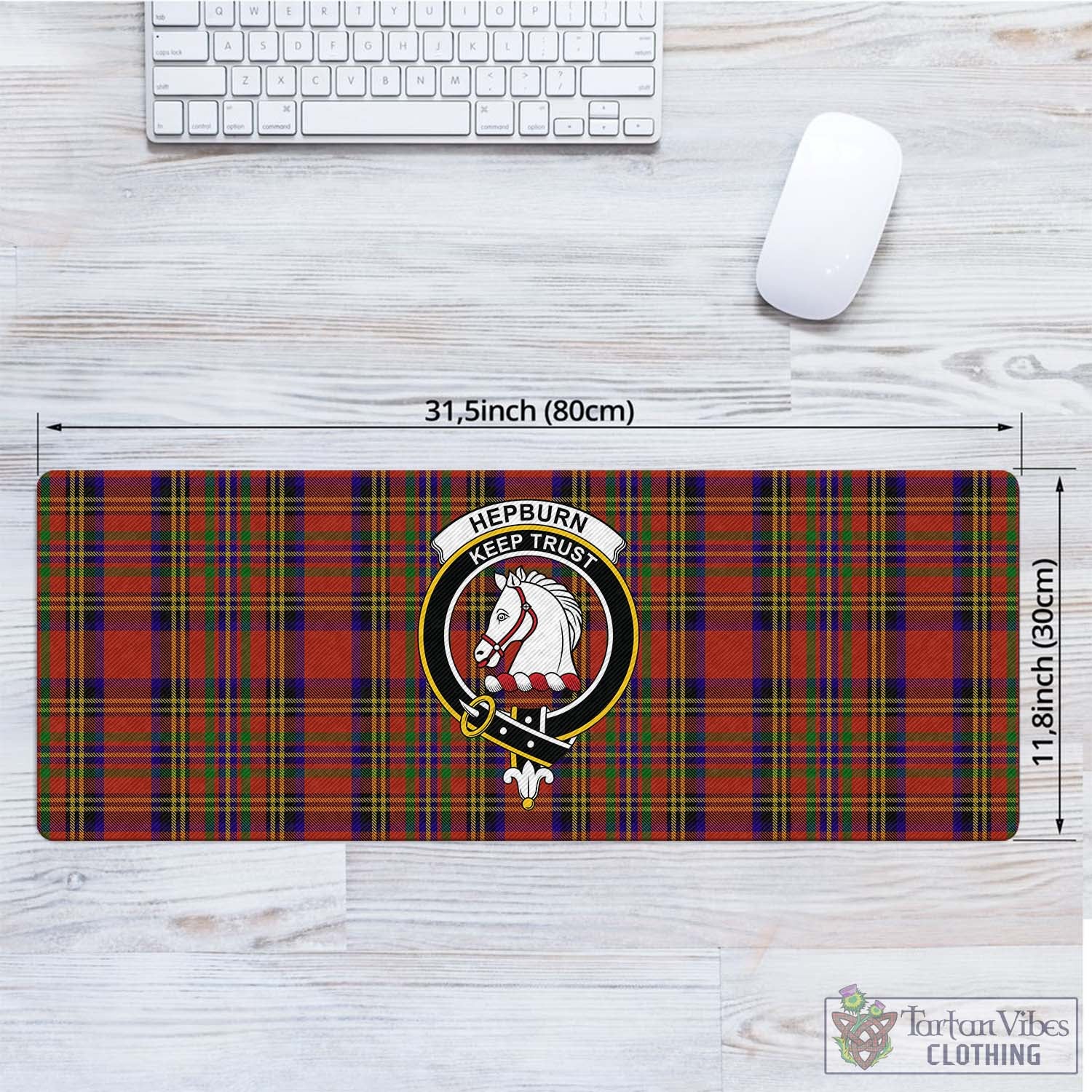 Tartan Vibes Clothing Hepburn Tartan Mouse Pad with Family Crest