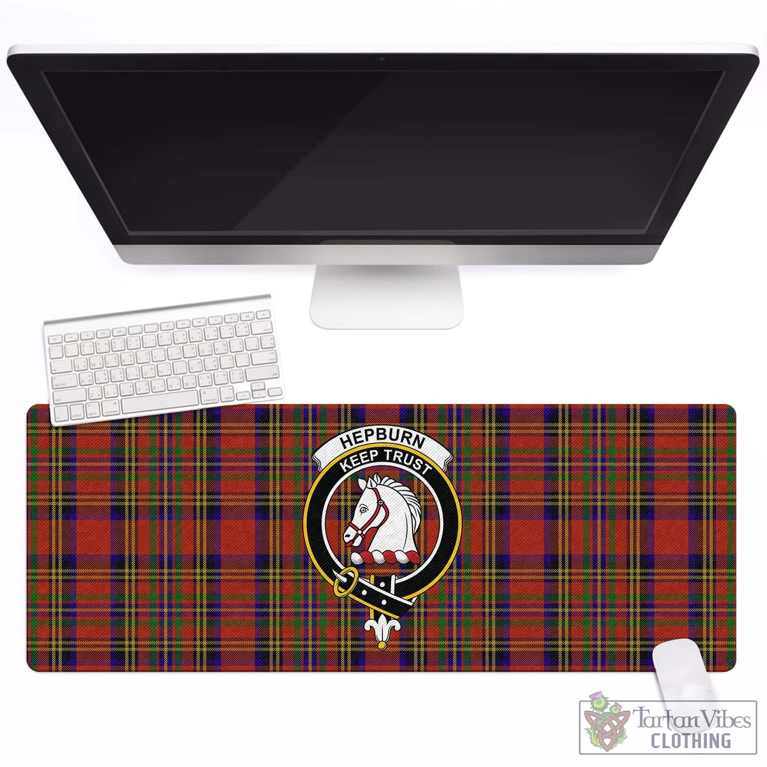 Tartan Vibes Clothing Hepburn Tartan Mouse Pad with Family Crest