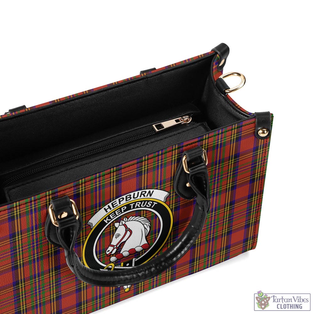 Tartan Vibes Clothing Hepburn Tartan Luxury Leather Handbags with Family Crest