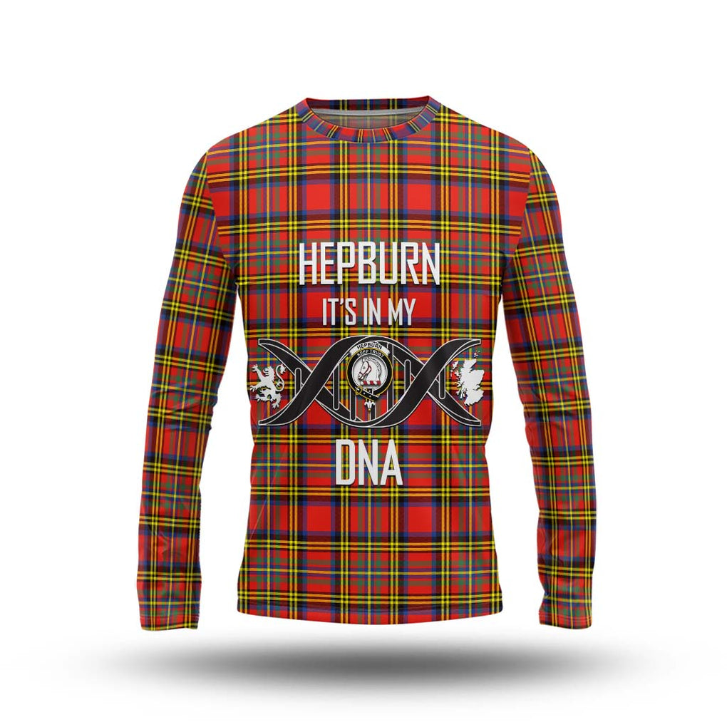 Hepburn Ancient Tartan Long Sleeve T-Shirt with Family Crest DNA In Me Style Unisex - Tartanvibesclothing Shop