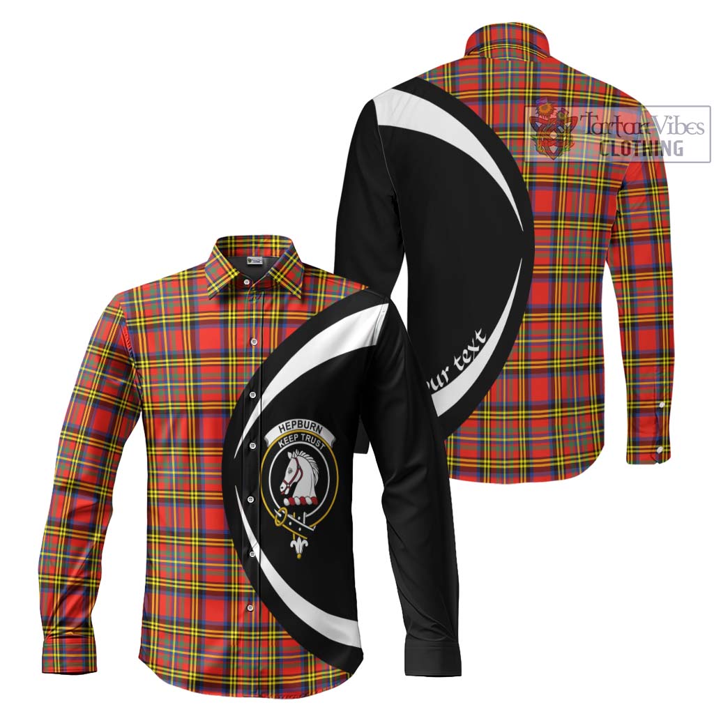 Hepburn Ancient Tartan Long Sleeve Button Up with Family Crest Circle Style Men's Shirt S - Tartan Vibes Clothing