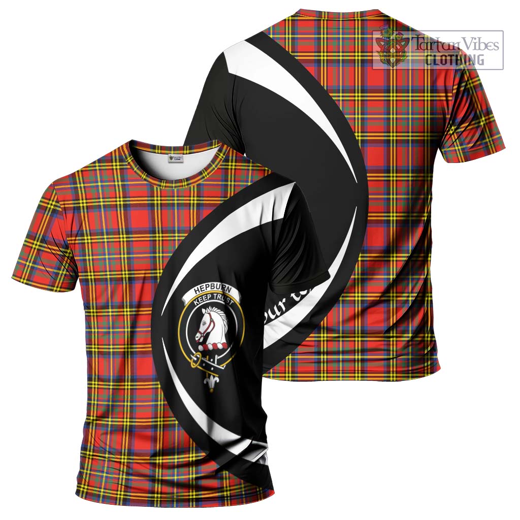 Tartan Vibes Clothing Hepburn Ancient Tartan T-Shirt with Family Crest Circle Style