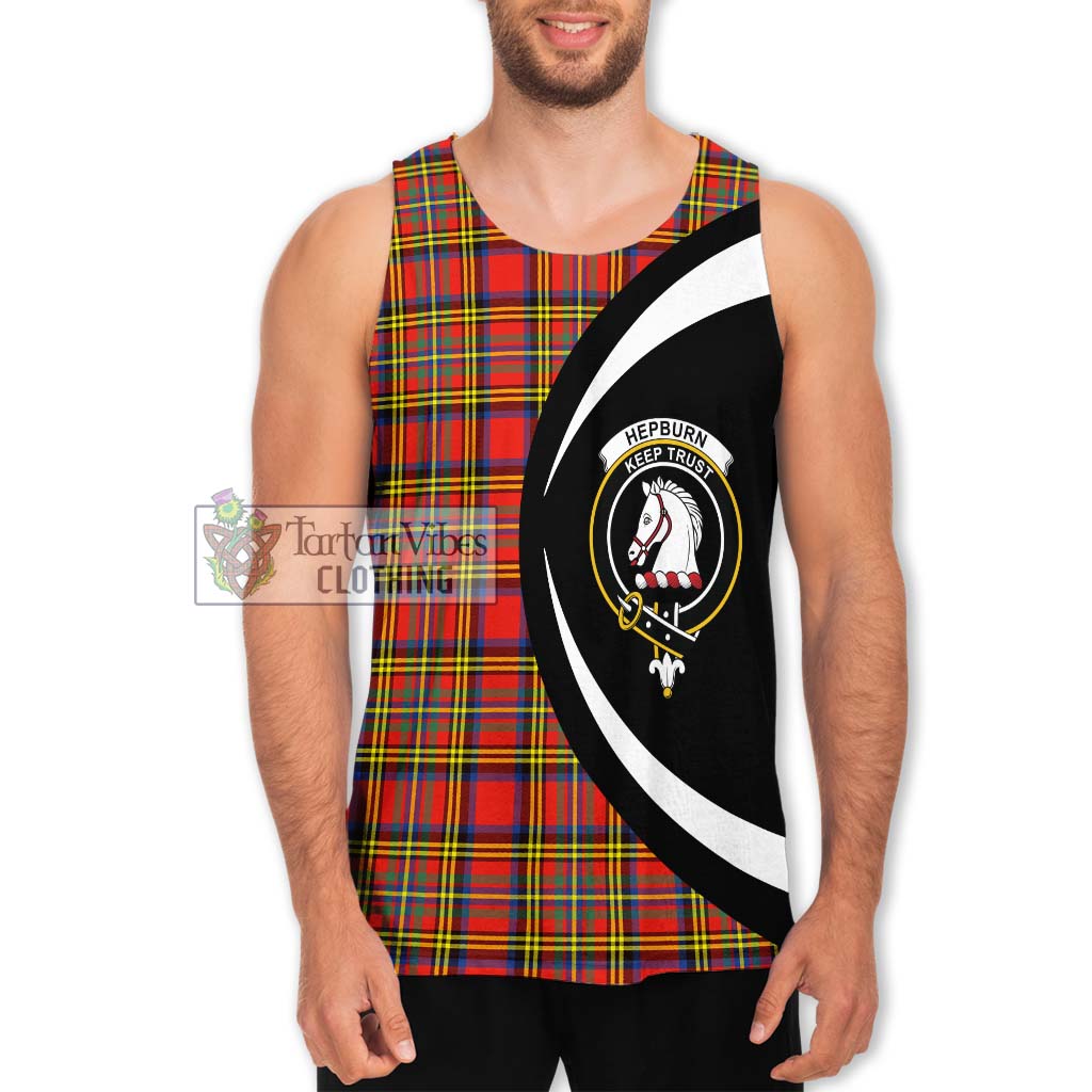 Hepburn Ancient Tartan Men's Tank Top with Family Crest Circle Style Men - Tartan Vibes Clothing