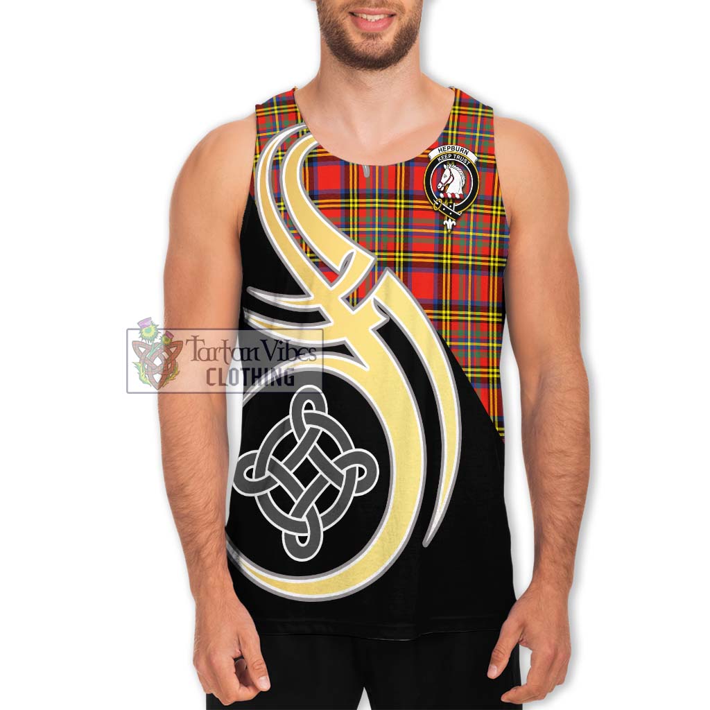 Hepburn Ancient Tartan Men's Tank Top with Family Crest and Celtic Symbol Style Men - Tartan Vibes Clothing