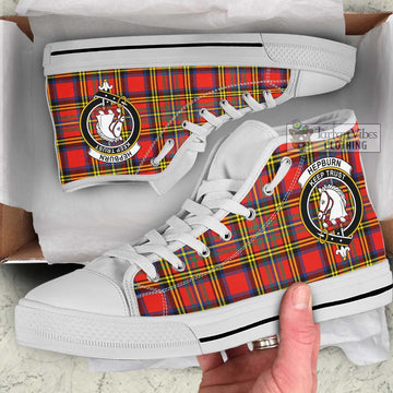 Hepburn Ancient Tartan High Top Shoes with Family Crest