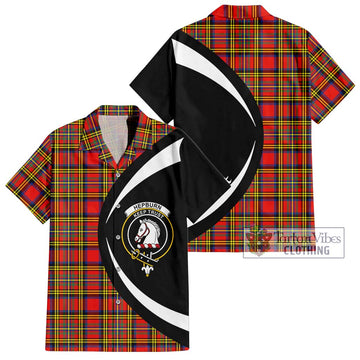 Hepburn Ancient Tartan Hawaiian Shirt with Family Crest Circle Style
