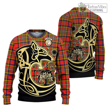 Hepburn Ancient Tartan Knitted Sweater with Family Crest Celtic Wolf Style Unisex - Tartan Vibes Clothing