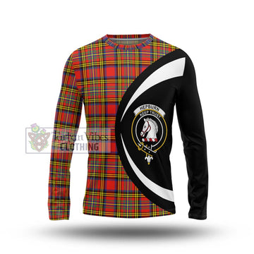 Hepburn Ancient Tartan Long Sleeve T-Shirt with Family Crest Circle Style Unisex - Tartan Vibes Clothing