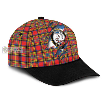 Hepburn Ancient Tartan Classic Cap with Family Crest In Me Style
