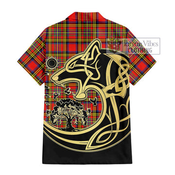 Hepburn Ancient Tartan Hawaiian Shirt with Family Crest Celtic Wolf Style