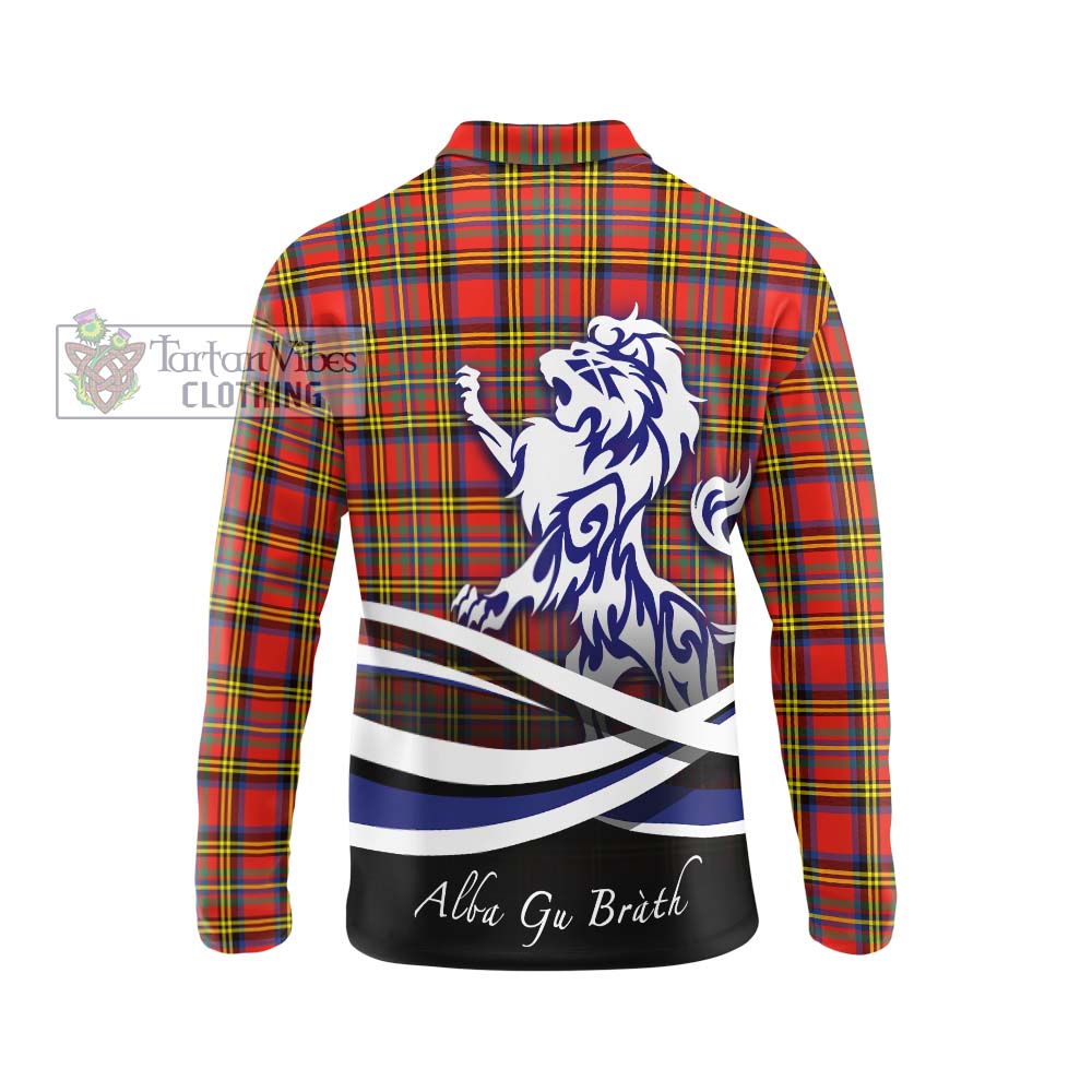 Hepburn Ancient Tartan Long Sleeve Polo Shirt with Alba Gu Brath Regal Lion Emblem - Tartanvibesclothing Shop