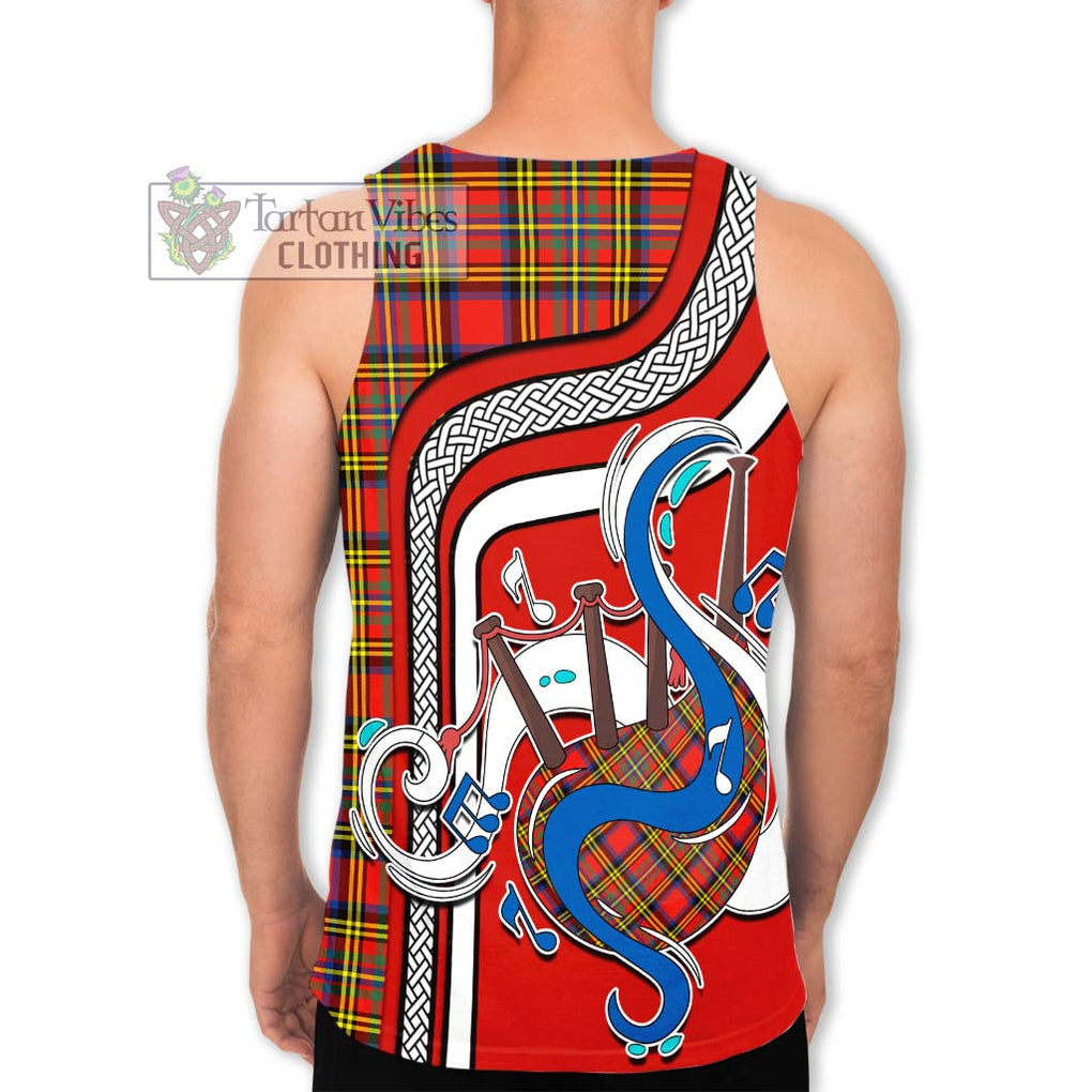 Hepburn Ancient Tartan Men's Tank Top with Epic Bagpipe Style - Tartanvibesclothing Shop