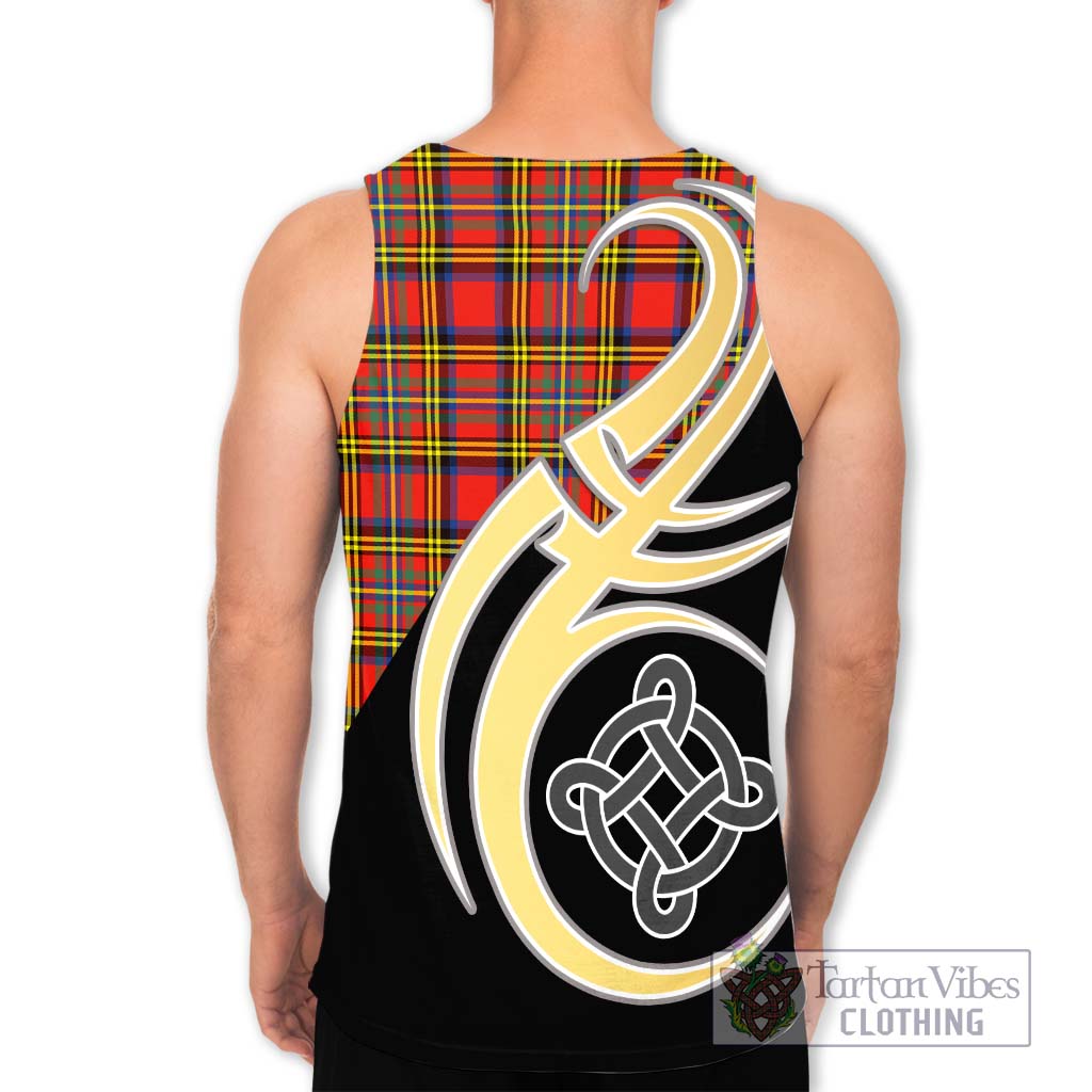 Hepburn Ancient Tartan Men's Tank Top with Family Crest and Celtic Symbol Style - Tartan Vibes Clothing