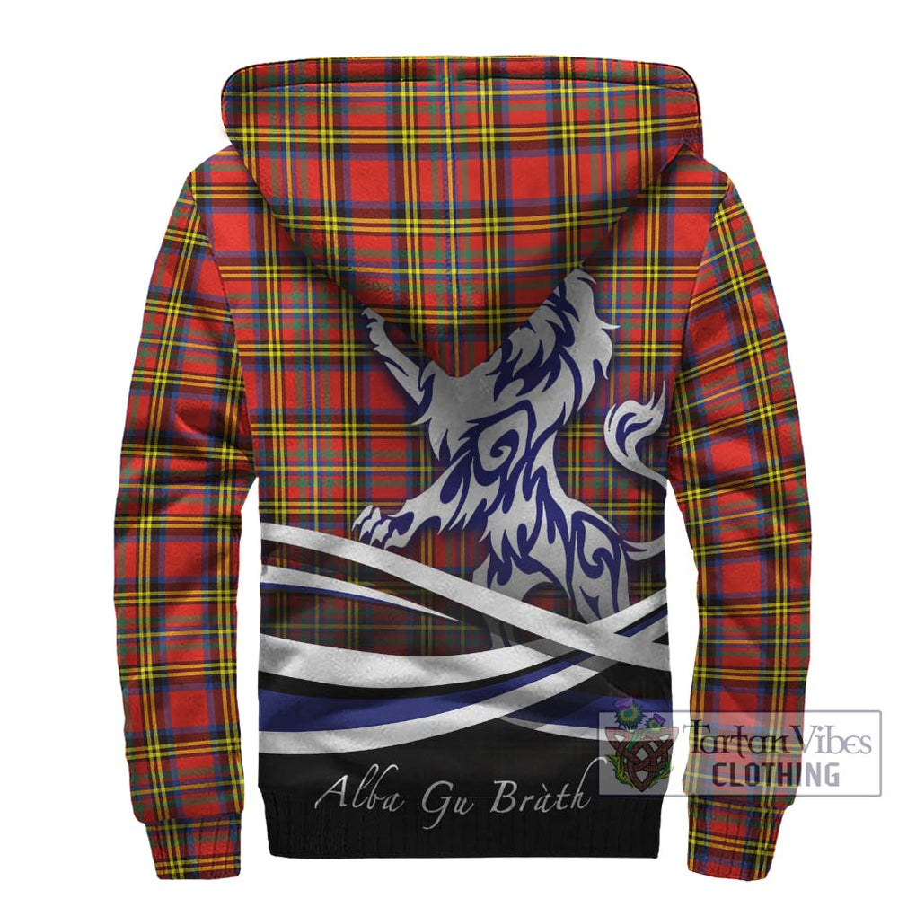 Hepburn Ancient Tartan Sherpa Hoodie with Alba Gu Brath Regal Lion Emblem - Tartanvibesclothing Shop