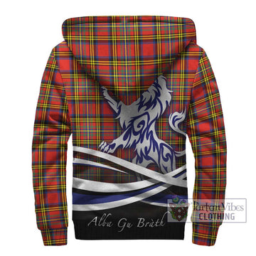 Hepburn Ancient Tartan Sherpa Hoodie with Alba Gu Brath Regal Lion Emblem - Tartanvibesclothing Shop