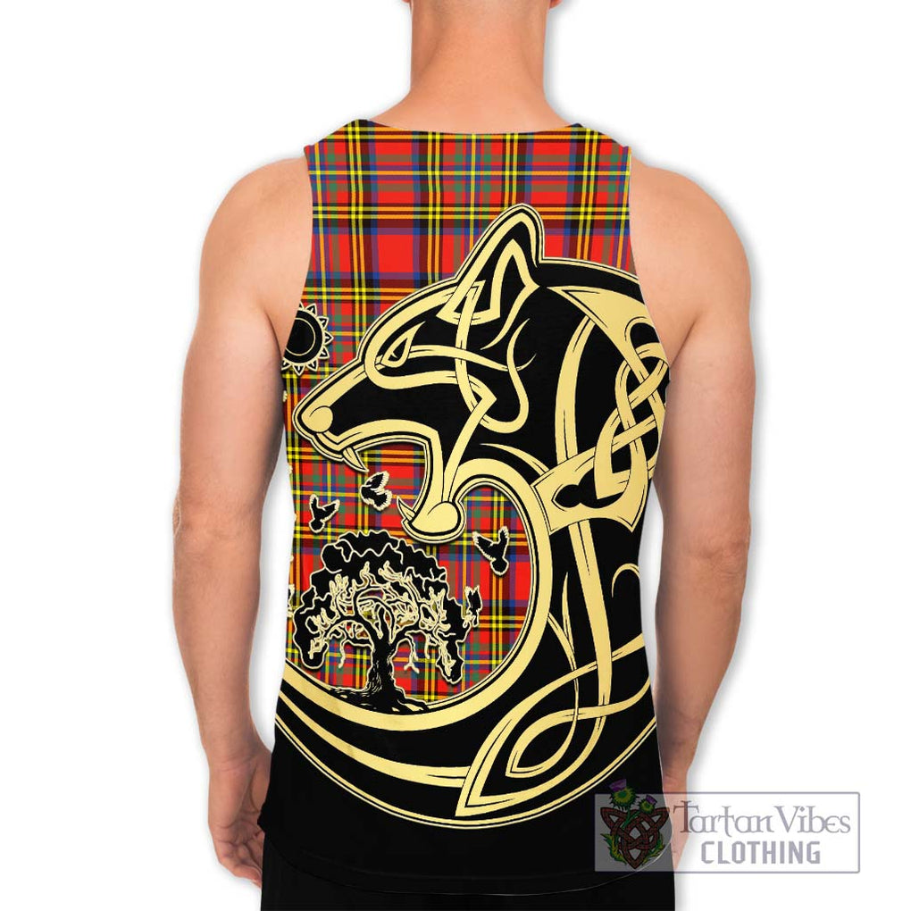 Hepburn Ancient Tartan Men's Tank Top with Family Crest Celtic Wolf Style - Tartan Vibes Clothing