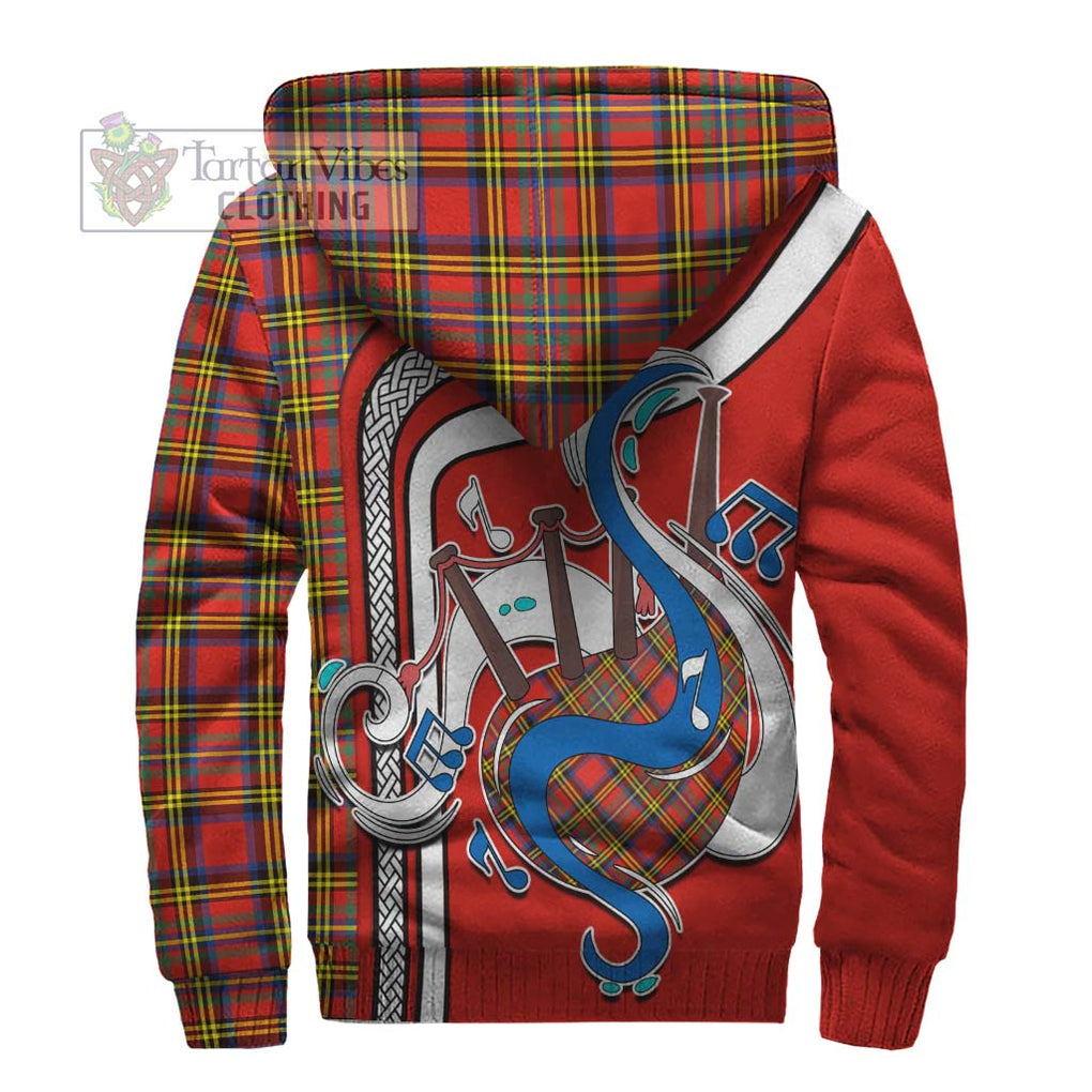 Hepburn Ancient Tartan Sherpa Hoodie with Epic Bagpipe Style - Tartanvibesclothing Shop