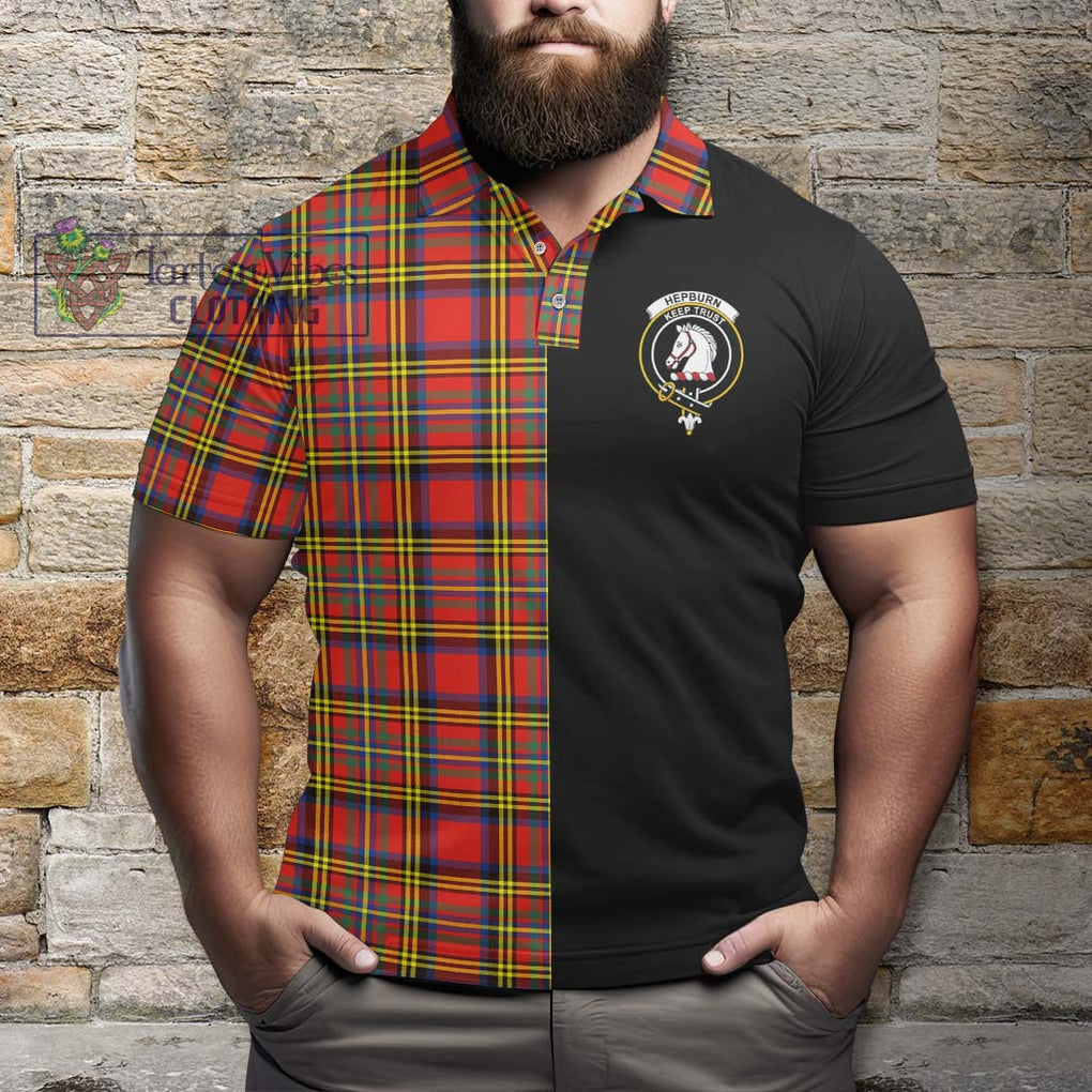 Hepburn Ancient Tartan Polo Shirt with Family Crest and Half Of Me Style - Tartanvibesclothing Shop