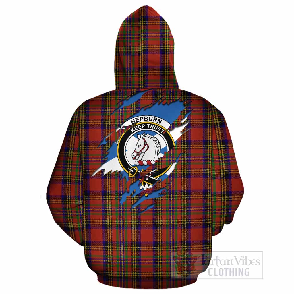 Hepburn Clan Crest In Me Tartan Cotton Hoodie Scotland Flag Style