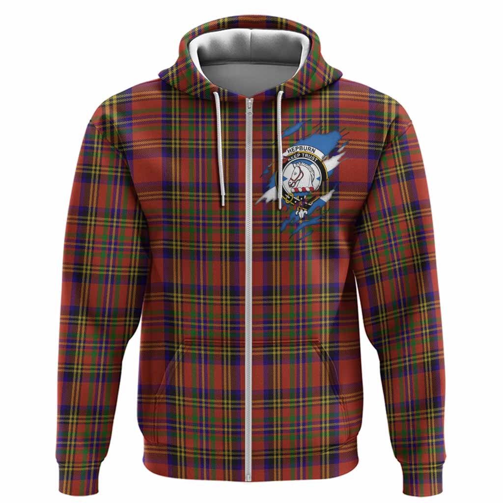 Hepburn Clan Crest In Me Tartan Hoodie Scotland Flag Style