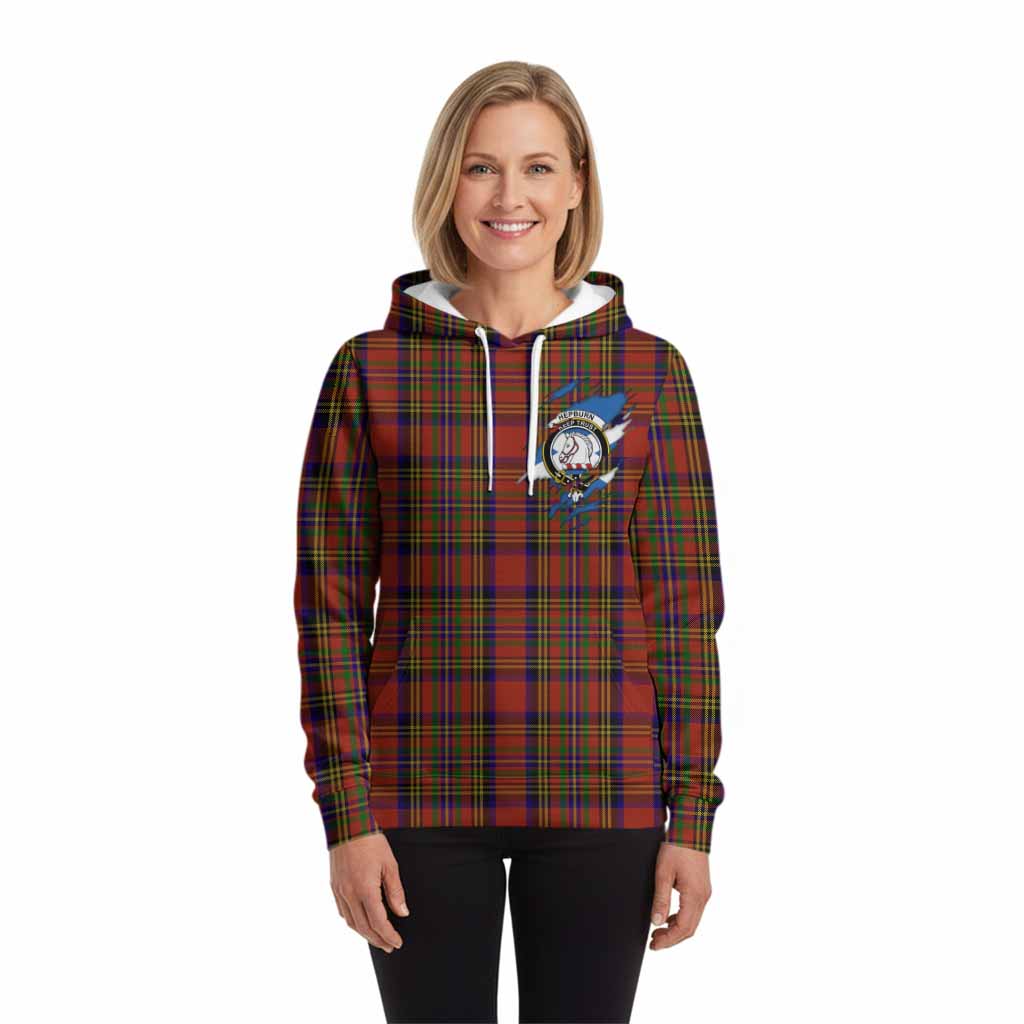 Hepburn Clan Crest In Me Tartan Hoodie Scotland Flag Style