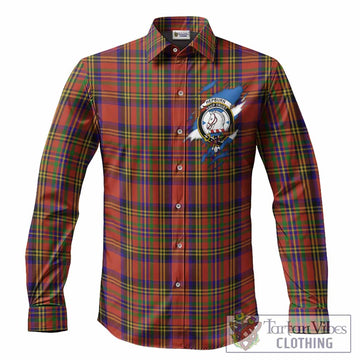 Hepburn Clan Crest In Me Tartan Long Sleeve Button Shirts Scotland Flag Style