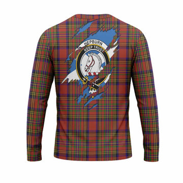 Hepburn Clan Crest In Me Tartan Long Sleeve T-Shirt Scotland Flag Style