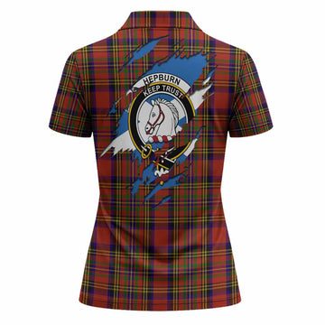 Hepburn Clan Crest In Me Tartan Women Polo Shirt Scotland Flag Style