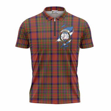 Hepburn Clan Crest In Me Tartan Zipper Polo Shirt Scotland Flag Style