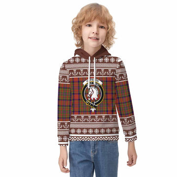 Hepburn Clan Tartan Christmas Kid Hoodie with Family Crest