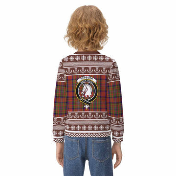 Hepburn Clan Tartan Christmas Kid Ugly Sweatshirt with Family Crest