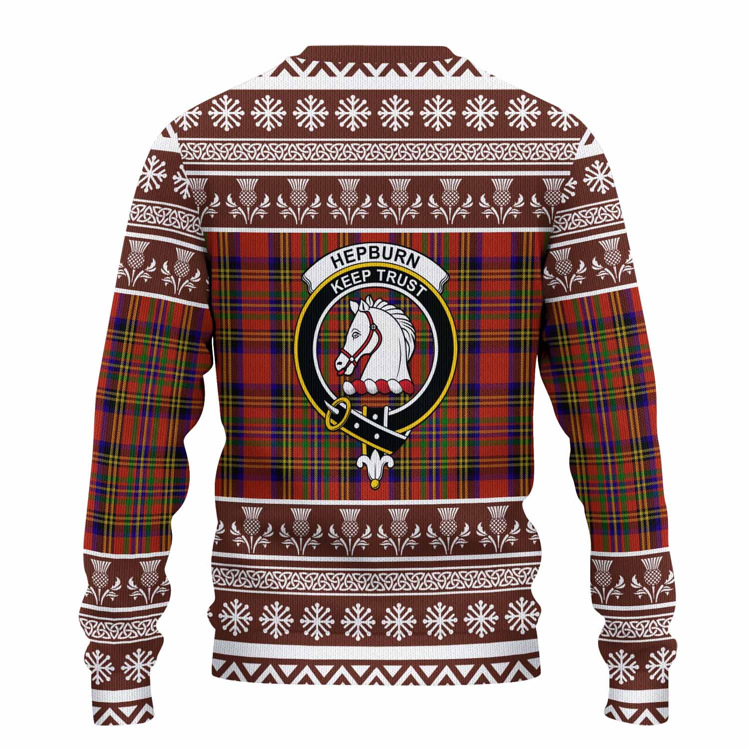 Hepburn Clan Tartan Christmas Ugly Sweater with Family Crest - Tartan Vibes Clothing
