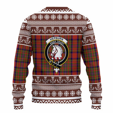 Hepburn Clan Tartan Christmas Ugly Sweater with Family Crest - Tartan Vibes Clothing
