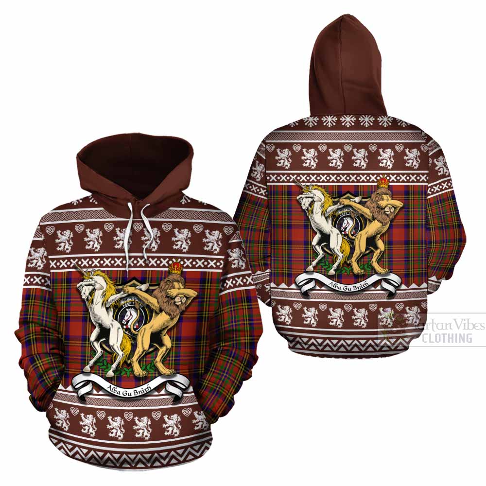Hepburn Clan Tartan Crest Christmas Cotton Hoodie Coat of Arms Funny Style - Tartan Vibes Clothing