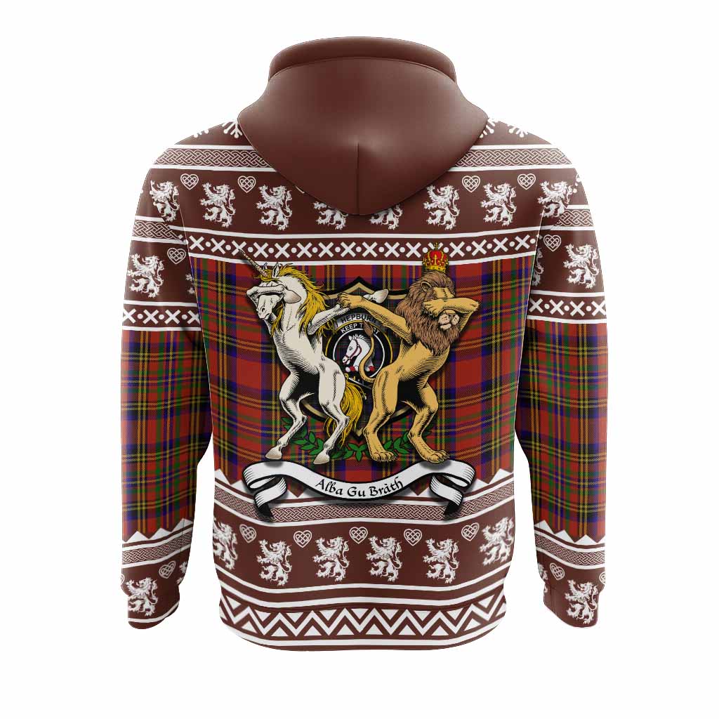 Hepburn Clan Tartan Crest Christmas Hoodie Coat of Arms Funny Style - Tartan Vibes Clothing