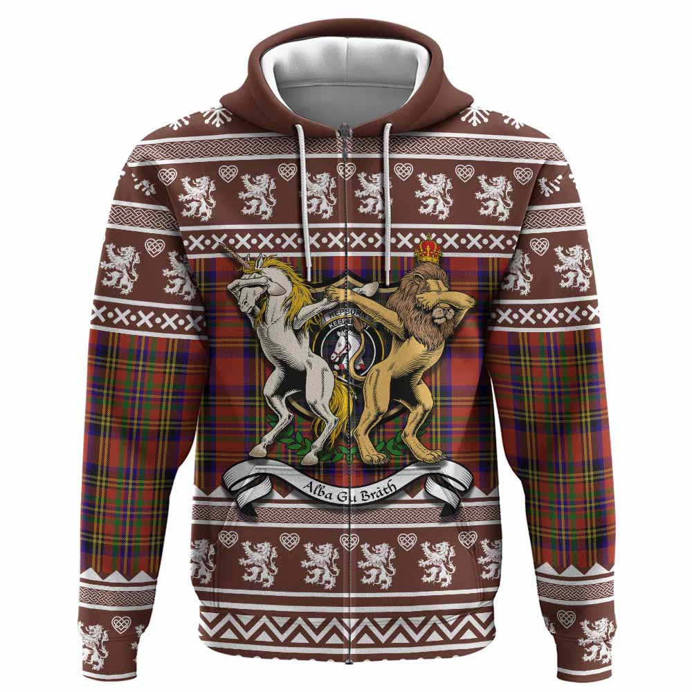Hepburn Clan Tartan Crest Christmas Hoodie Coat of Arms Funny Style - Tartan Vibes Clothing